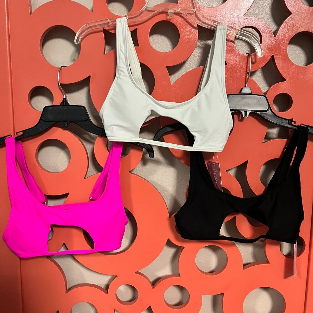 Byoauo Modern Cut-Out Scoop Neck Swim Tops - Multiple Colors